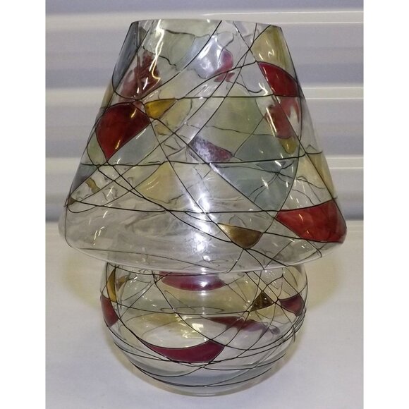 PartyLite Mosaic Calypso Jar Glass Candle Shade Vase & Lampshade Set Abstract - Picture 10 of 12